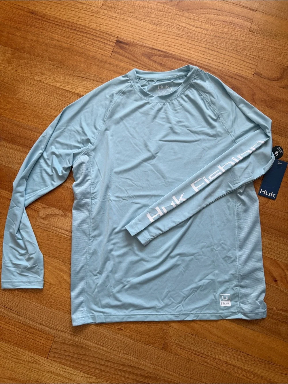 Huk Light Blue Long-Sleeve Fishing Performance Tee